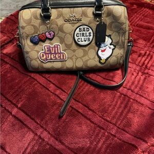 Coach Brown and Black Satchel with Fun Patches